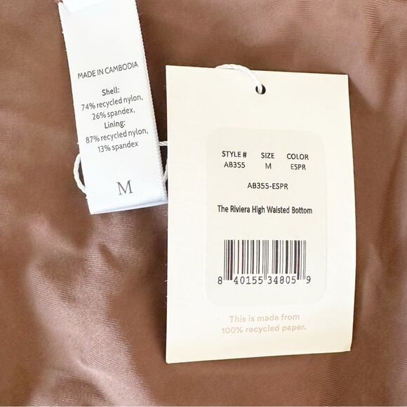 Andie Swim The Riviera High Waisted Bikini Bottom Belted Espresso Brown Size M - Picture 5 of 6